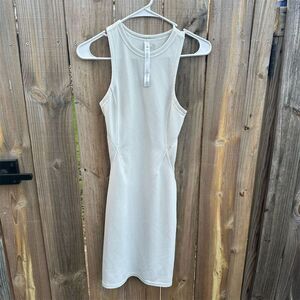 Lululemon Women's Beige Racerback Ribbed Dress Size 2 Summer Casual